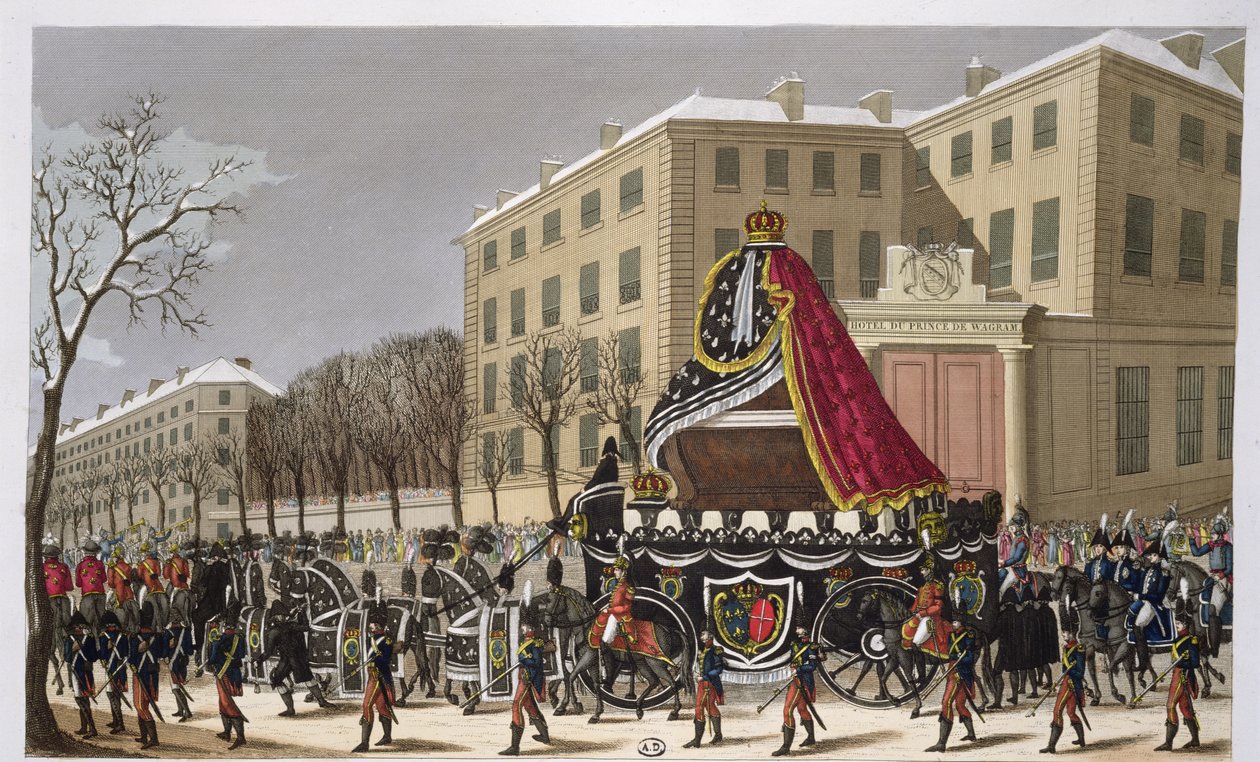Ludvig XVI:n (1754-93) ja Marie-Antoinetten (1755-93) hautajaiset 21. tammikuuta 1815 tekijältä French School