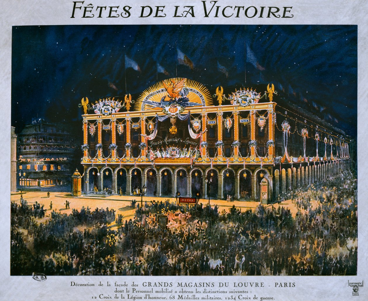 Grands Magasins du Louvre, koristeltu vuoden 1918 voiton kunniaksi, 14. heinäkuuta 1919 tekijältä French School
