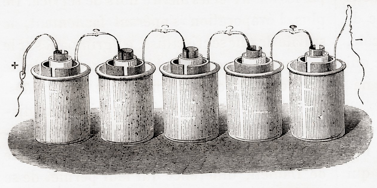 The Grove cell, Les Merveilles de la Science, pub.1870. tekijältä French School
