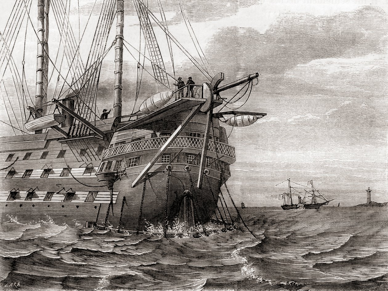 HMS Agamemnon laskemassa transatlanttista lennätinkaapelia 2. elokuuta tekijältä French School