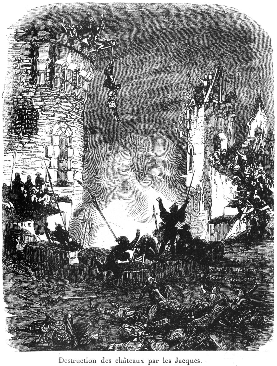 Jacques tuhosi linnoja vuonna 1358 tekijältä French School