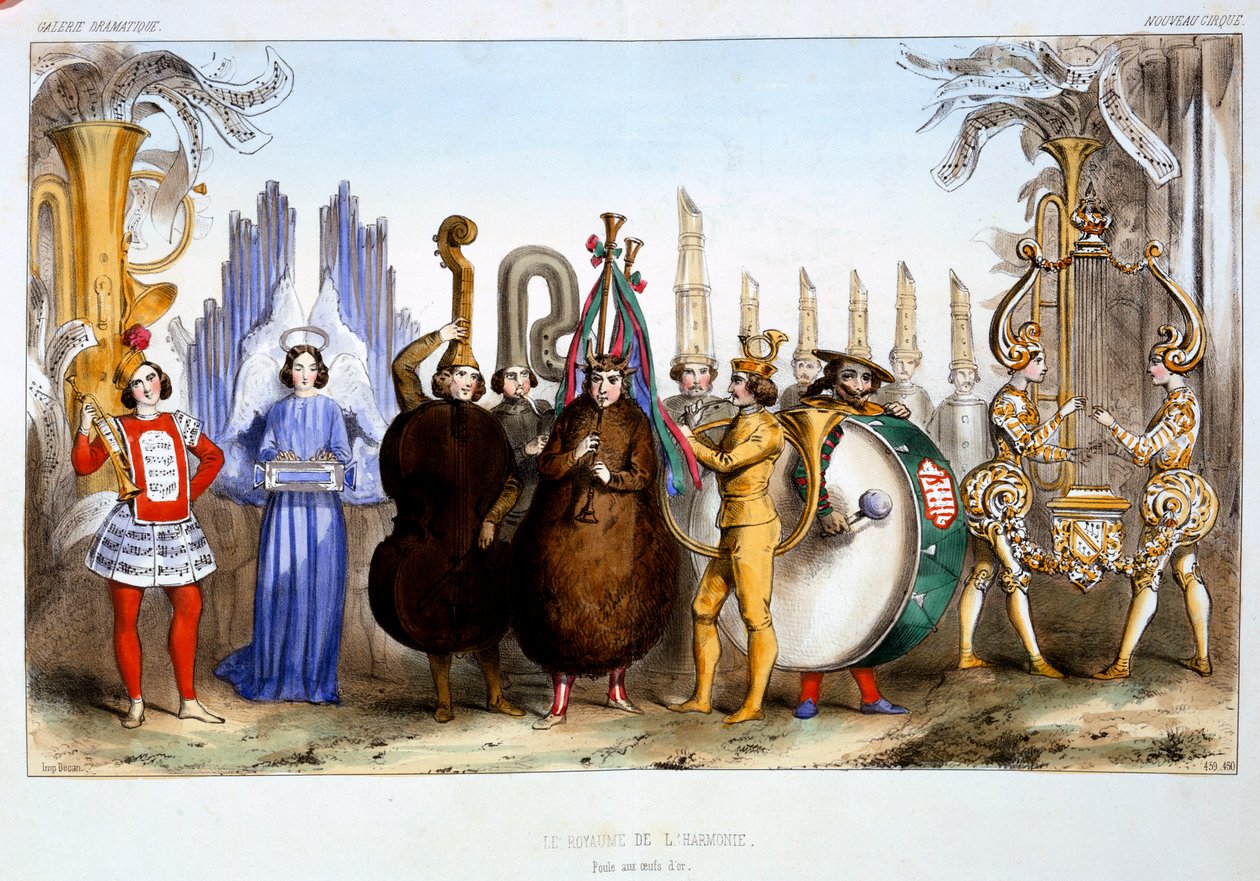 The Kingdom of Harmony, Galerie Dramatique Costumes des Theaters de Paris, Dollet, Lacauchie & Lasalle, julkaistu 1844 tekijältä French School