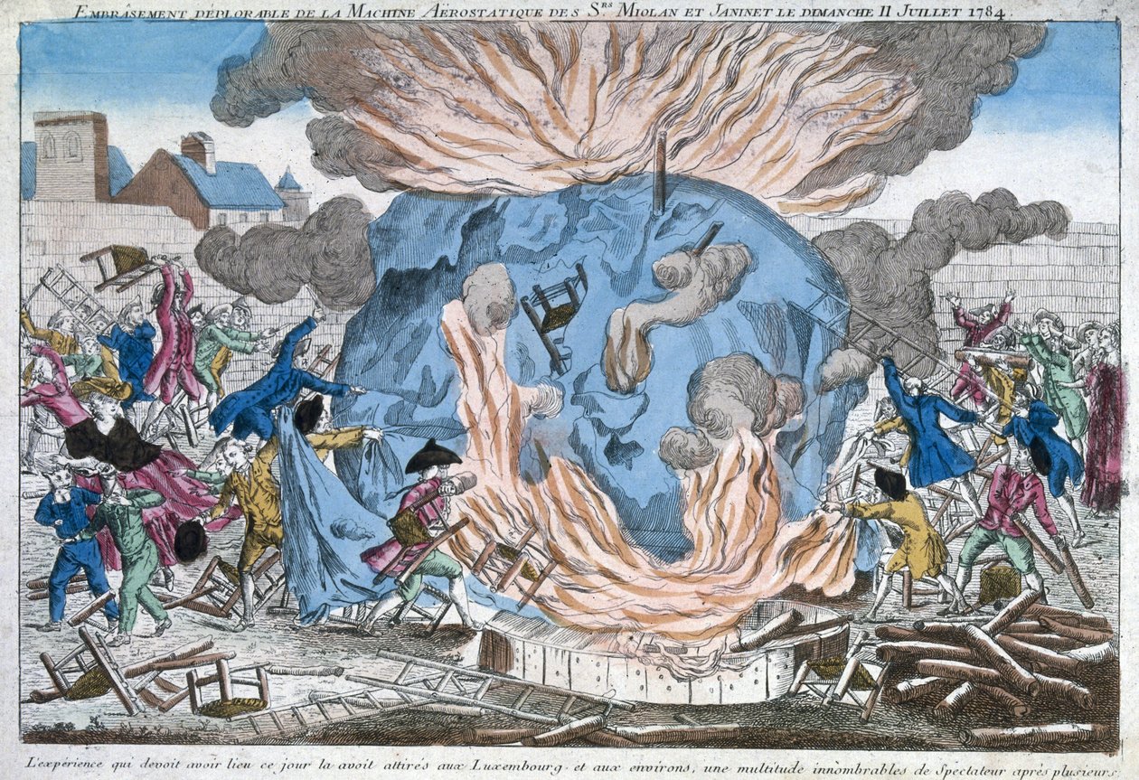 Mioloanin ja Janinetin aerostaatin valitettava palaminen, 11. heinäkuuta 1784 tekijältä French School