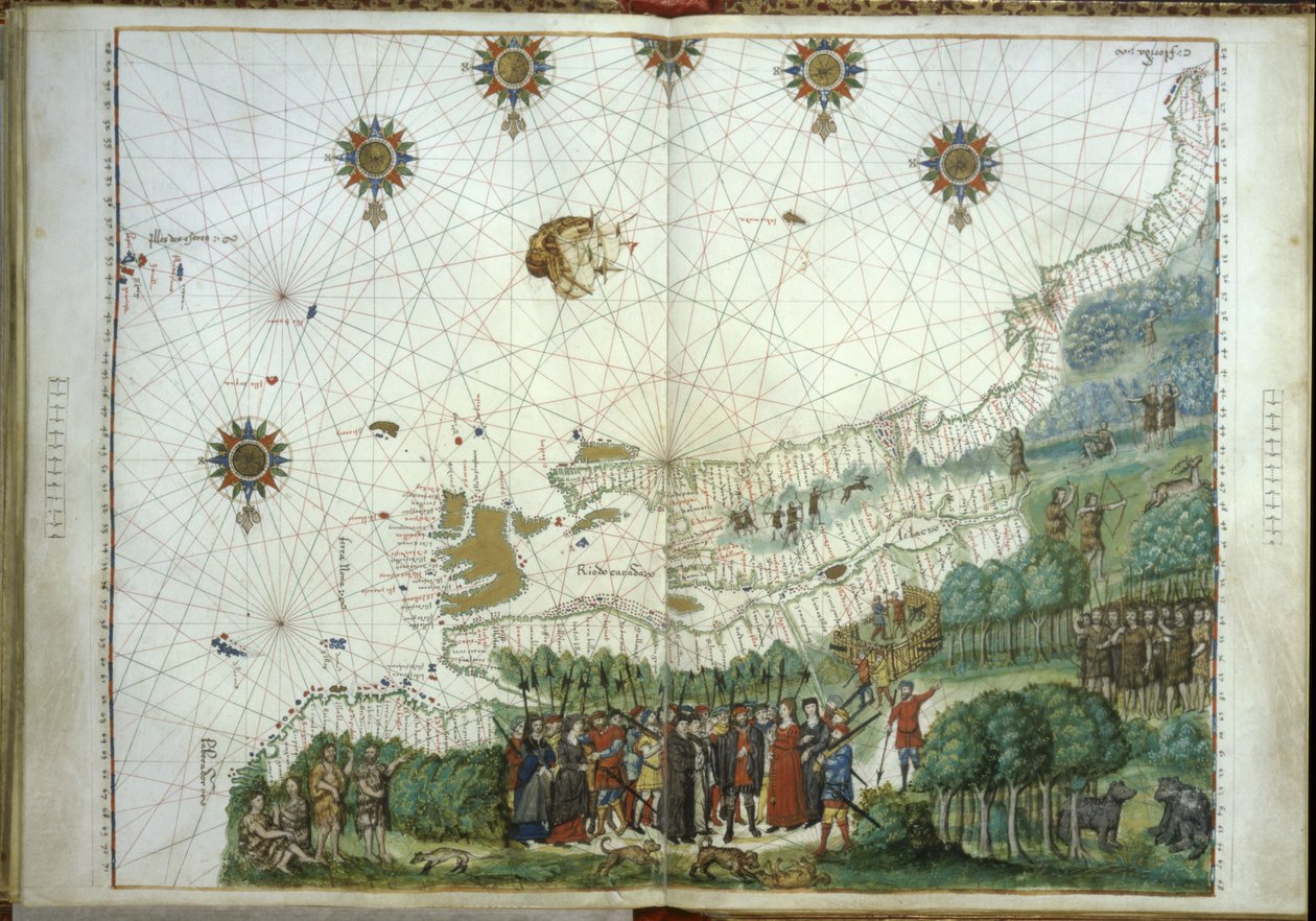 Jacques Cartierin ja siirtolaisten maihinnousu Kanadassa, 1547 tekijältä French School