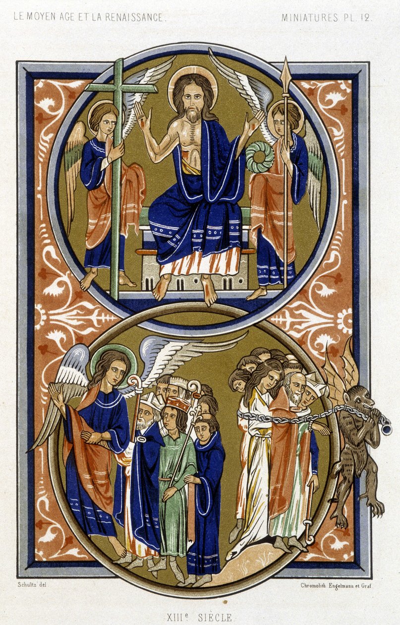 Viimeinen tuomio - Faksimile St Louisin psalterin pienoismallista tekijältä French School