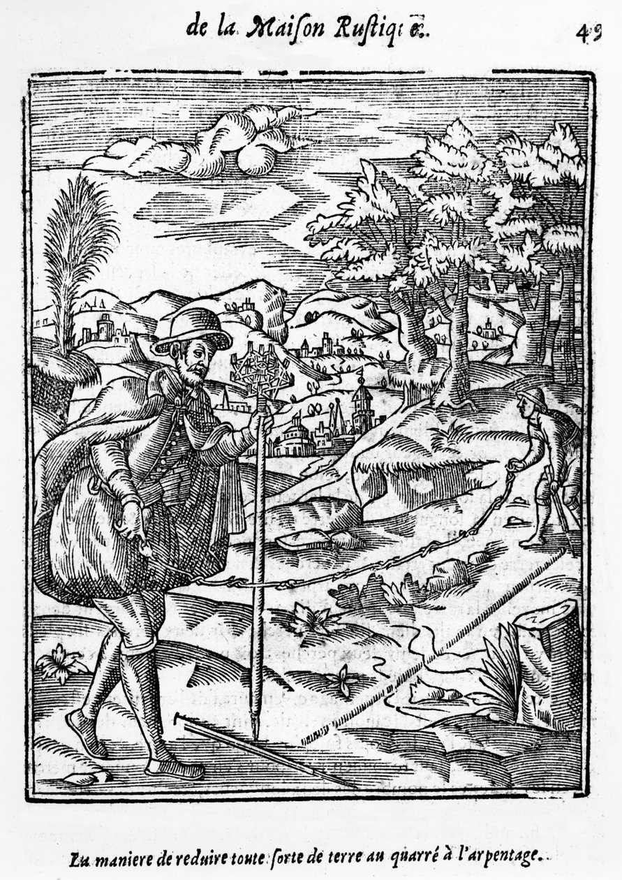 Tapa, jolla vähennetään kaikenlaista maaperää maanmittausaukiolle, kuvitus LAgriculture et Maison Rustiquesta, Charles Estienne, painos julkaistu 1641 tekijältä French School