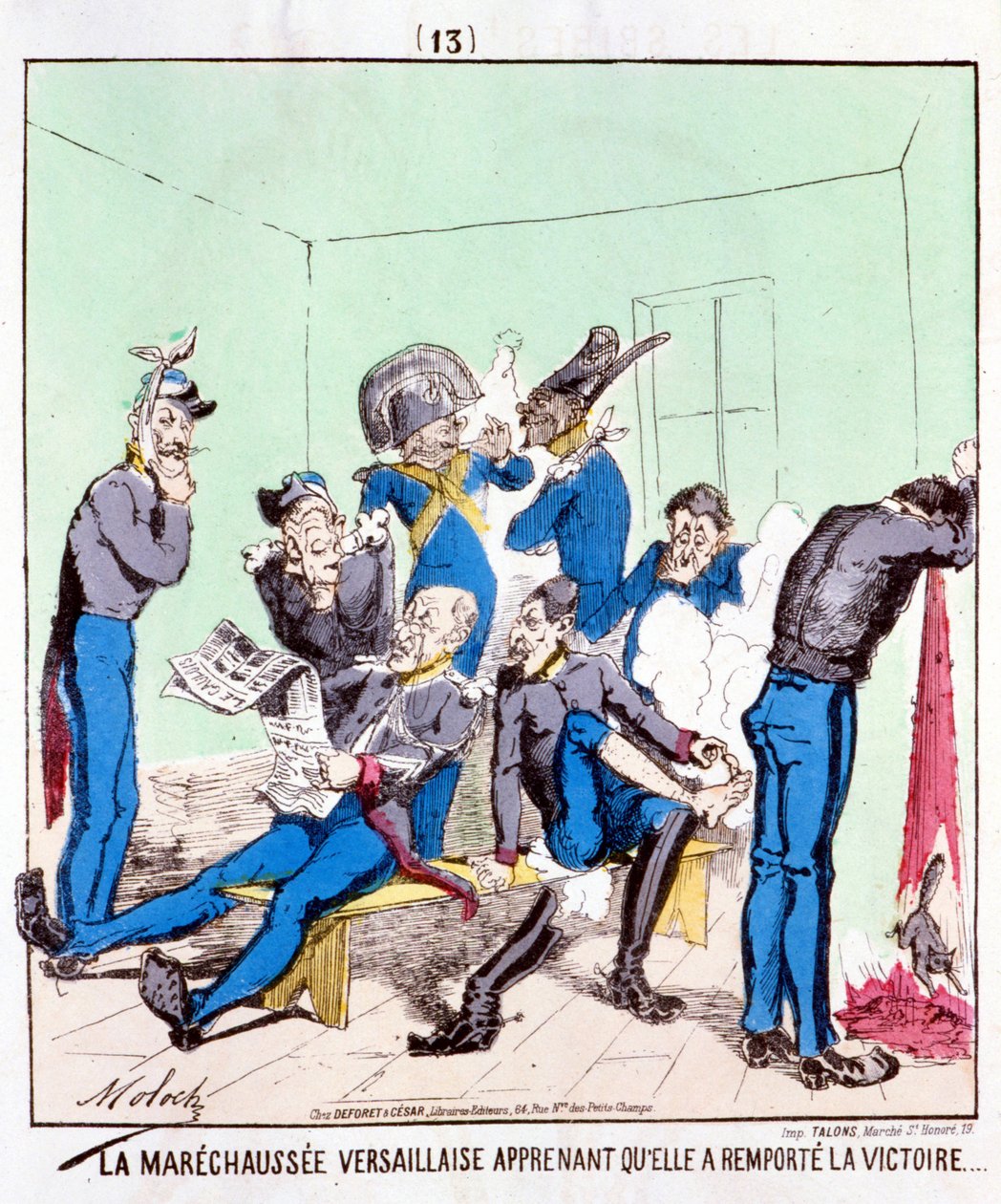 Maréchaussée Versailles saa tietää voittaneensa... Sarjakuva Pariisin kommuunista, noin 1870. tekijältä French School
