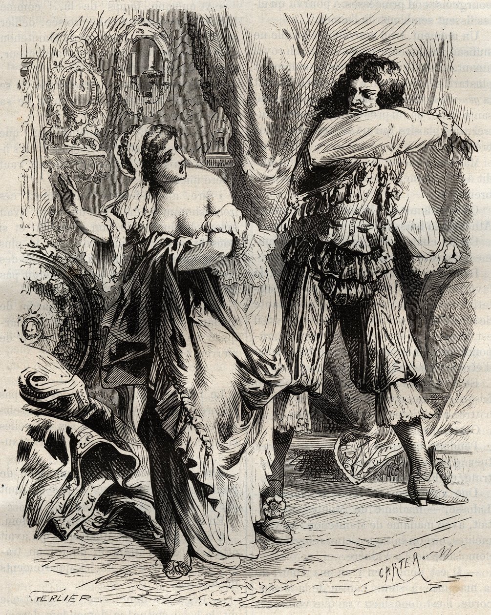 Montespanin markiisi Louis Henri (Louis-Henri) de Pardaillan de Gondrin (1640-1691) löi Rochechouart Mortemartin (tai Madame de Montespanin) (1640-1707) vaimoaan, Montespanin markiisi (Francoise Athenais). hän kieltäytyi hänestä Ki:n määräyksestä tekijältä French School
