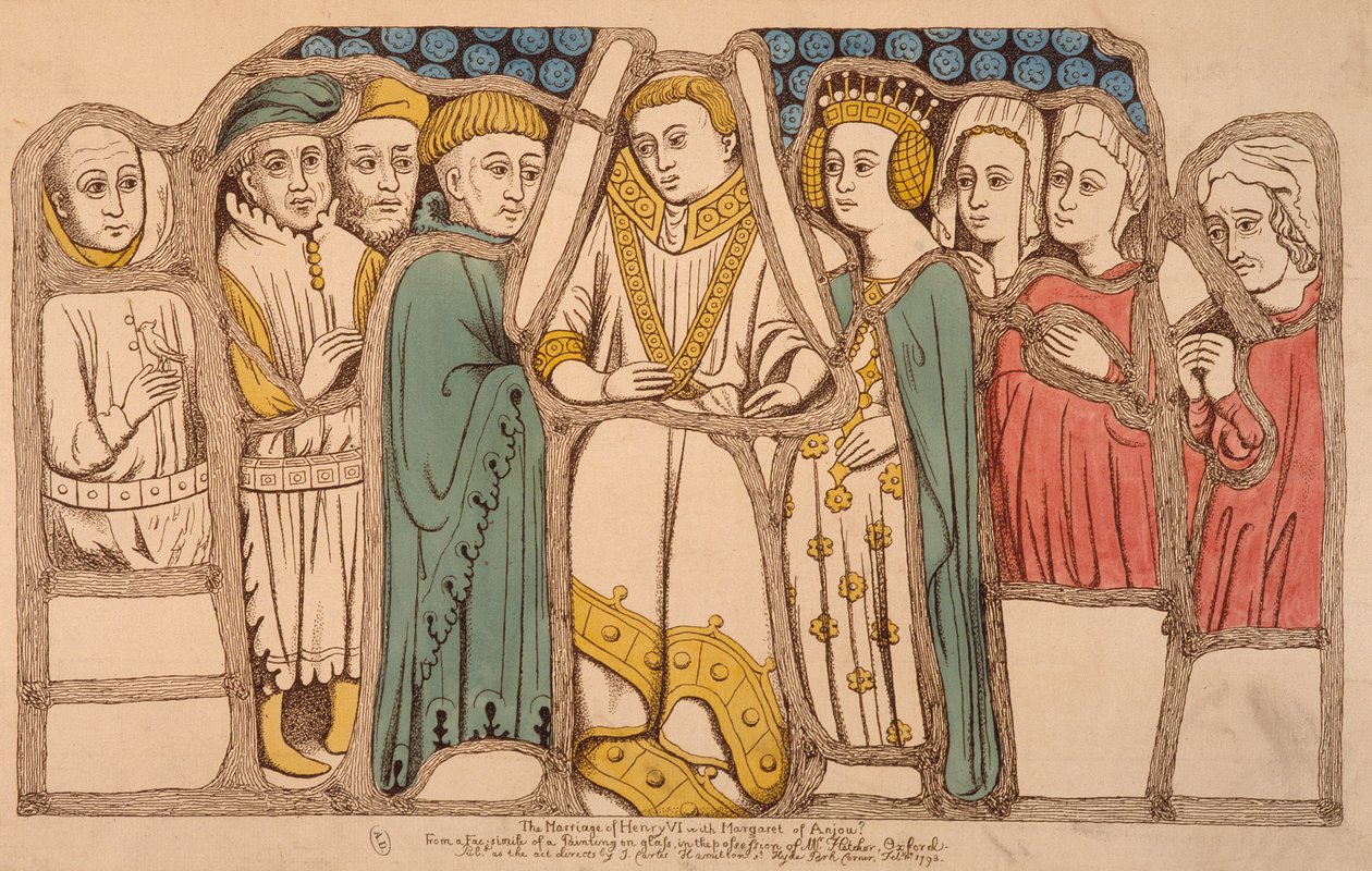 Englannin Henrik VI:n ja Margaret Anjoun avioliitto vuonna 1445, 1793 tekijältä French School