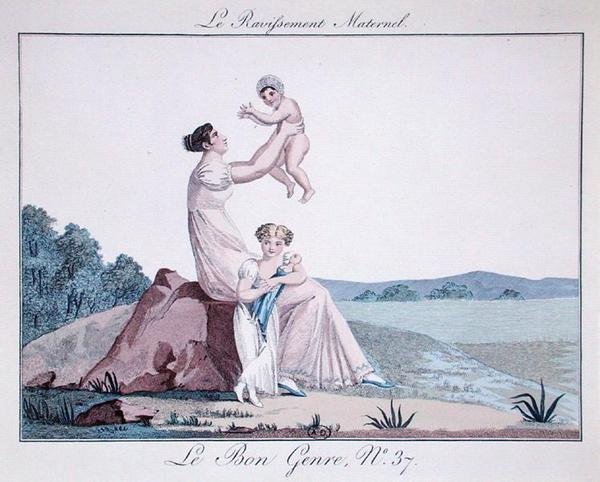 Äidin tempaus, Le Bon Genre, numero 37, n. 1810 (värikaiverrus) tekijältä French School