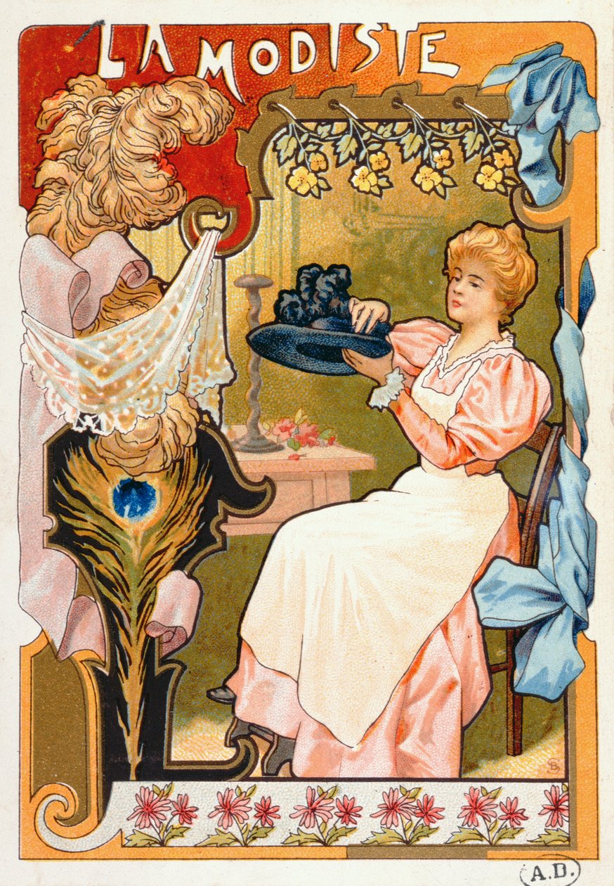 The Milliner, sarjasta erilaisia ammatteja kuvaavia litografioita, 1899 tekijältä French School