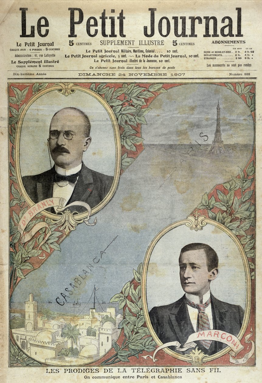 The Miracles of the Telegraphic System, kuva Le Petit Journalista, 24. marraskuuta 1907 tekijältä French School