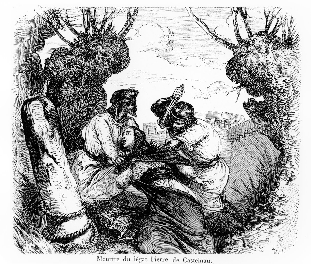 Paavin legaatin Pierre de Castelnaun murha 1860-80 tekijältä French School