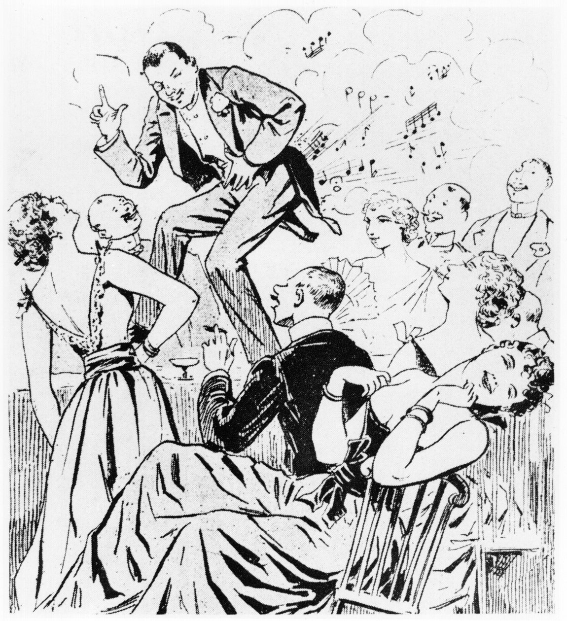 Petomane, kuvitus Pariisin qui ritille Le Ventomanesta, E. Grenet-Dancourtin koominen monologi, Pariisi, 1893 tekijältä French School