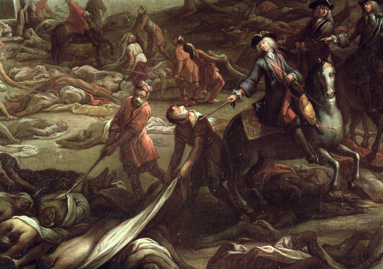Rutto Marseillessa vuonna 1720 (öljy kankaalle) (yksityiskohta) tekijältä French School