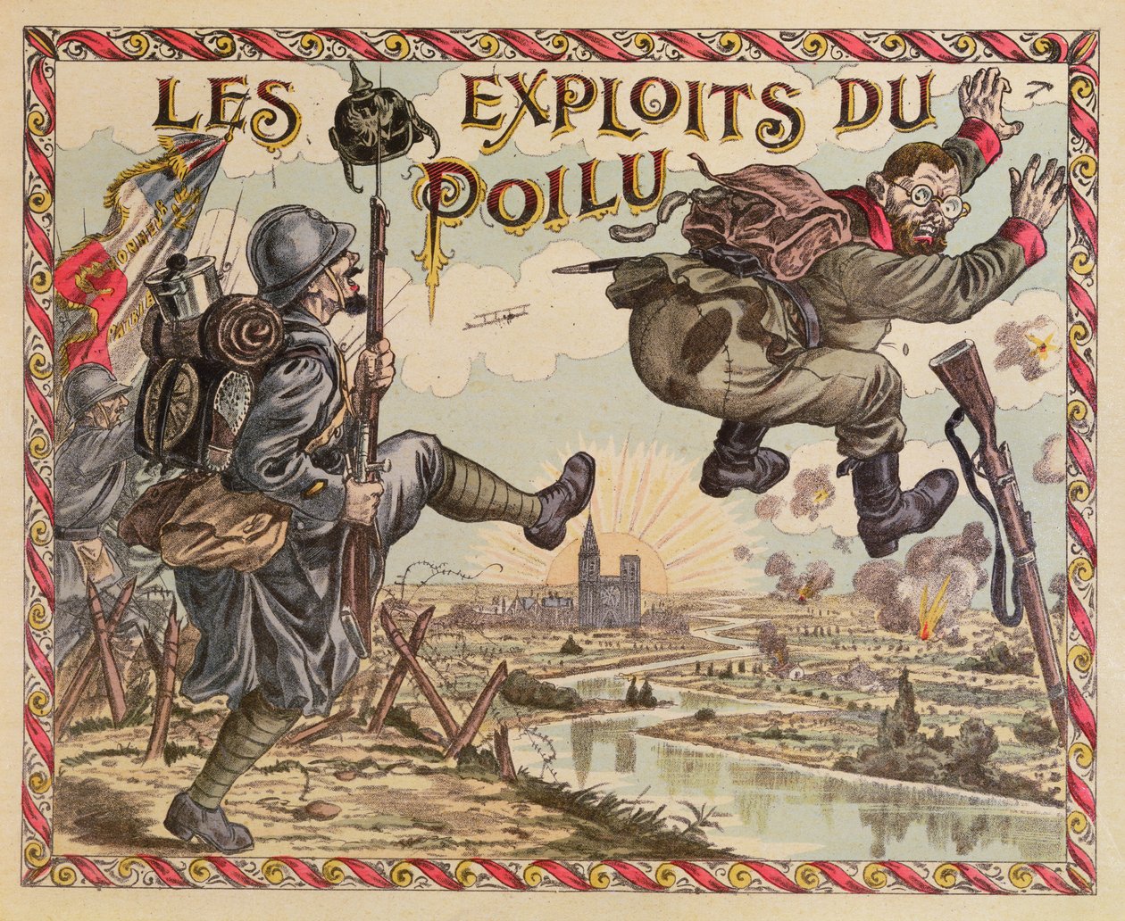 The Poilus Achievements, työnsi saksalaisen Reinin yli, kansi lautapelistä, n. 1914-1915 tekijältä French School