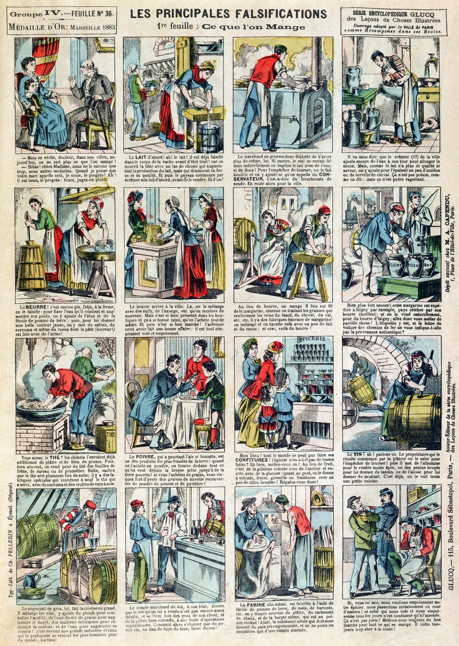 Ravitsemusväärennösten tärkeimmät muodot, n. 1883 tekijältä French School
