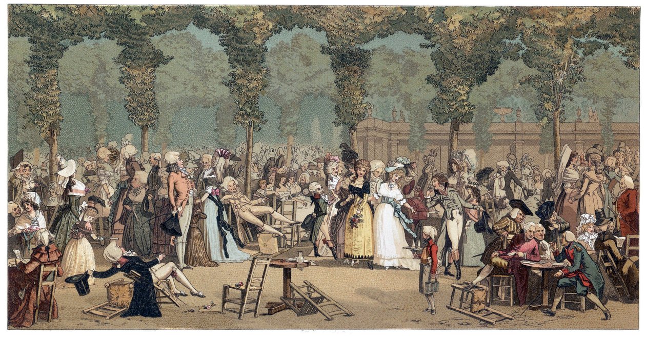 Public Promenade Palais Royalissa Pariisissa, kirjoittanut Philibert-Louis (Philibert Louis) Debucourt (1755-1832) tekijältä French School