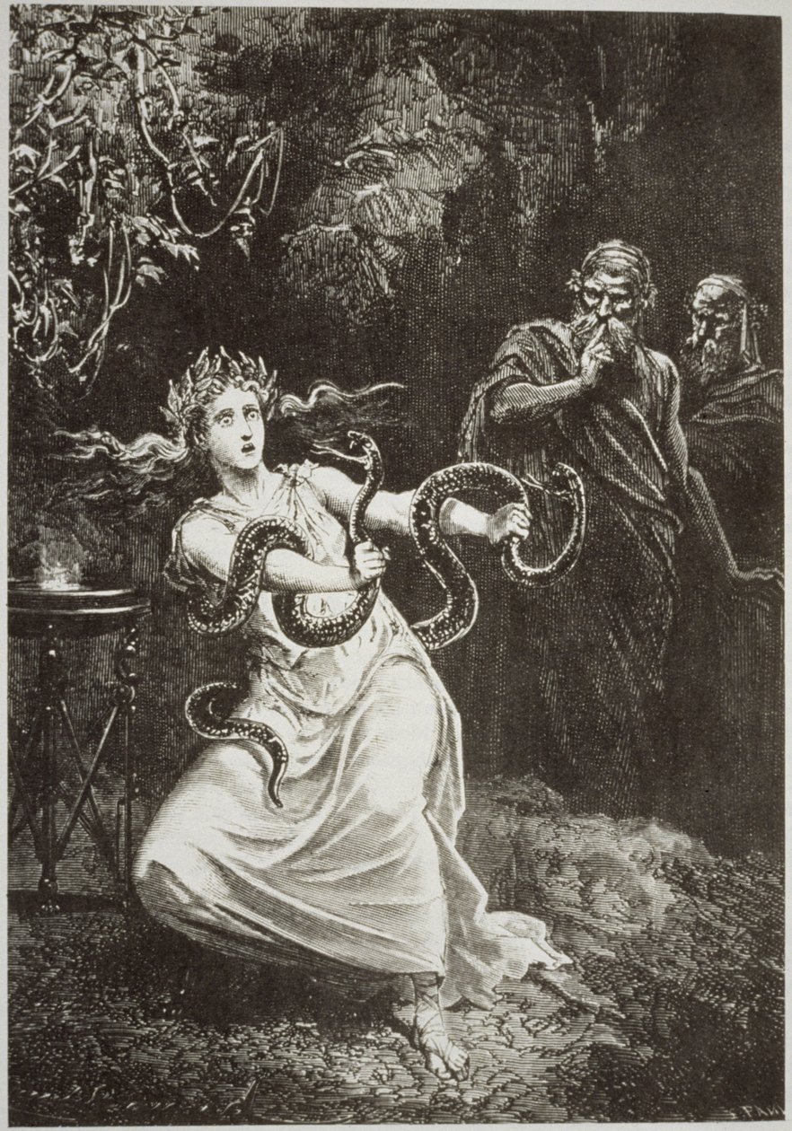 Pythia, Paul Christianin LHistoire de la Magie, kuvitettu Historia of Magicissa, julkaistu 1800-luvun lopulla tekijältä French School