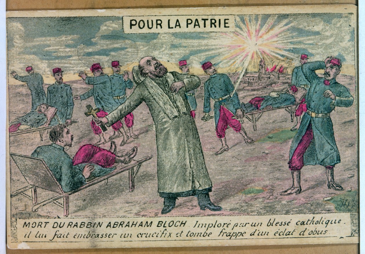 Rabbi Abraham Bloch tarjoaa krusifiksin kuolevalle katoliselle sotilaalle, ja hän osui kuoreen, 1914-18 tekijältä French School