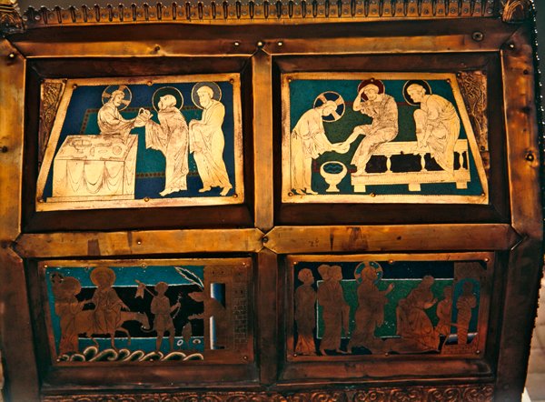 Lasaruksen ylösnousemus, yksityiskohta Pyhän Markuksen kammiosta, noin 1210-30 (emali). tekijältä French School