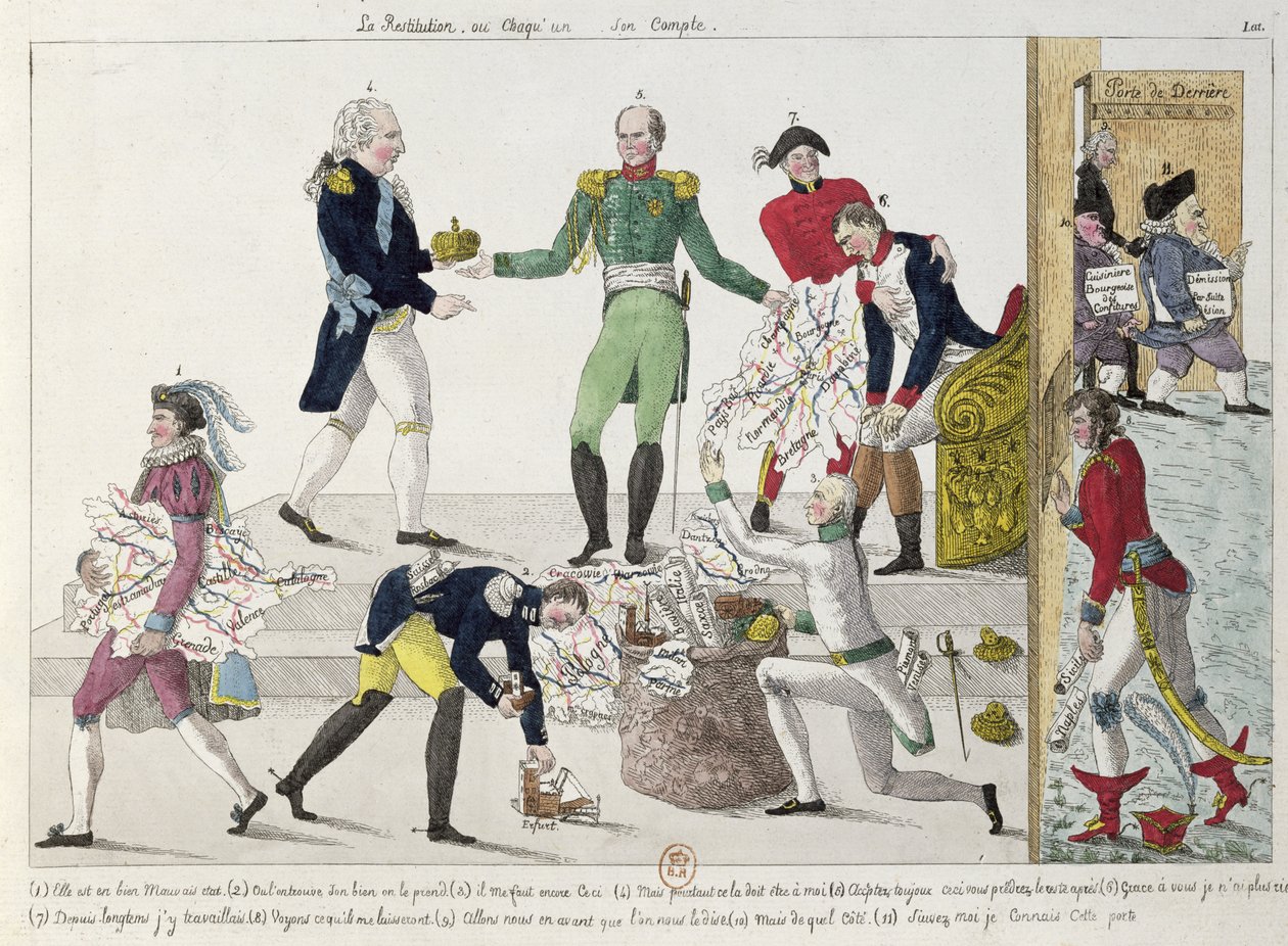 Ranskan valtakunnan palauttaminen jaettiin Waterloon jälkeen, 1815 tekijältä French School