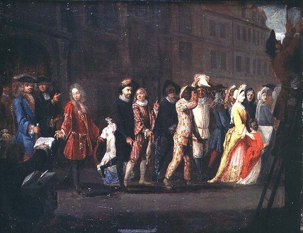 Komedian paluu Comedie Italiennen tukahduttamisen jälkeen, 1697 tekijältä French School