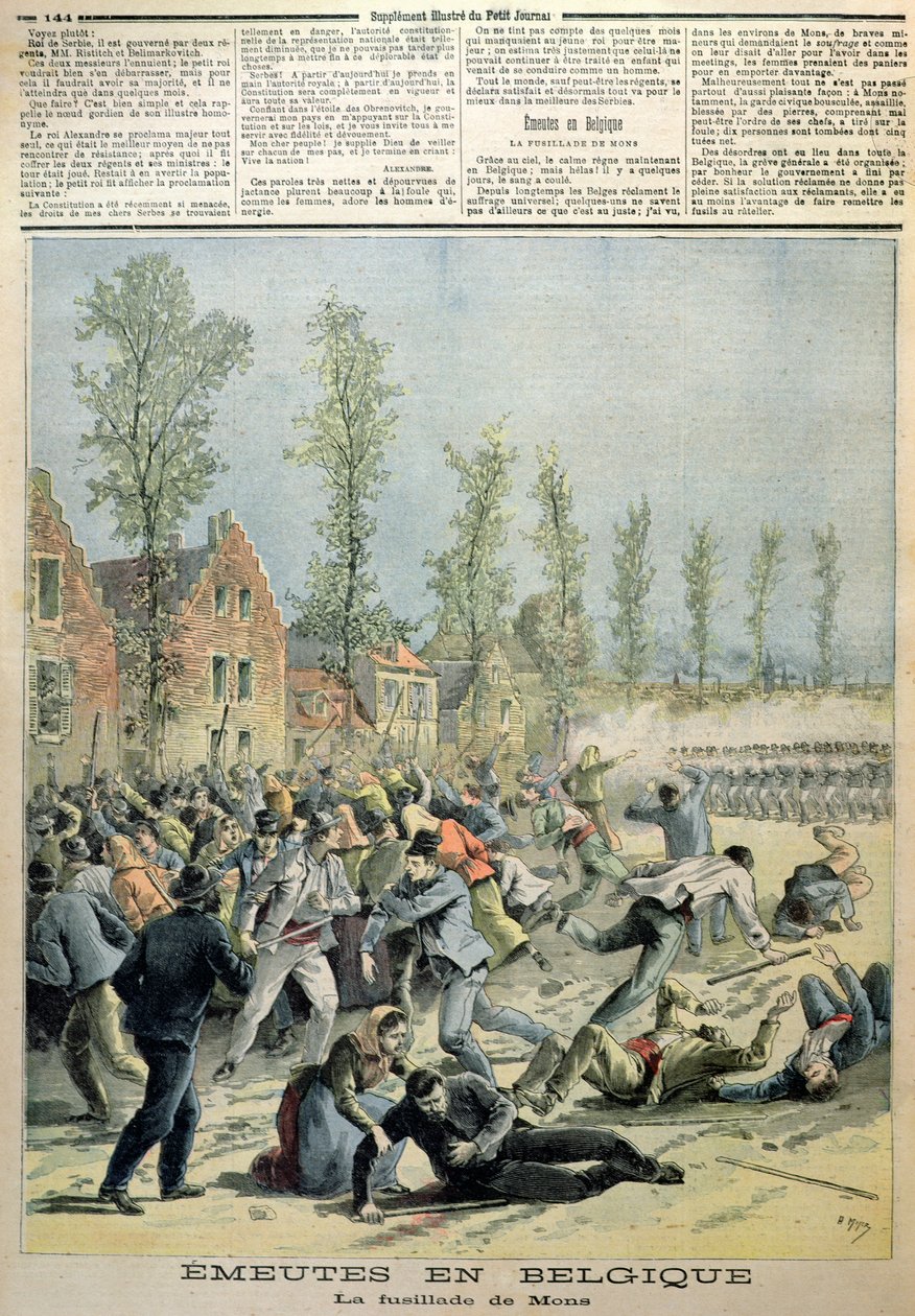 The Riots in Mons, kuva Le Petit Journalista, toukokuu 1893 tekijältä French School