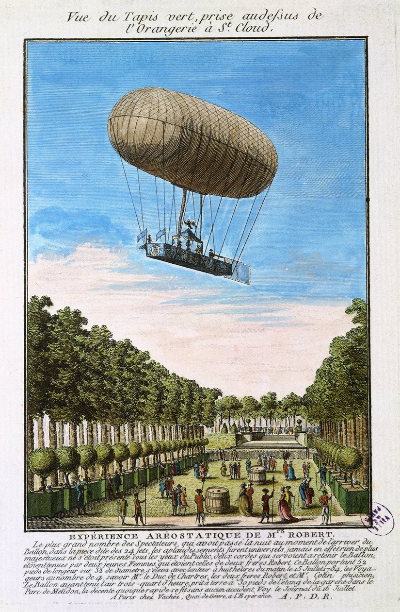 Robert-ilmalaiva Saint Cloudin yllä, Pariisi, 15. heinäkuuta 1784 tekijältä French School