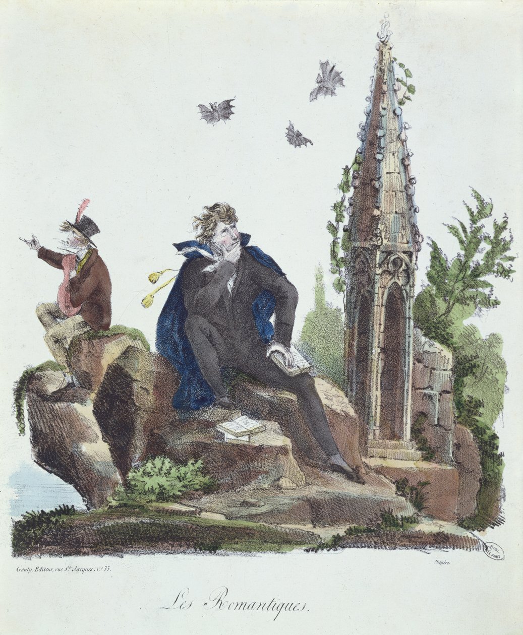 Romantikot, kaiverrus Montoux ja Cheyere, 1830 tekijältä French School