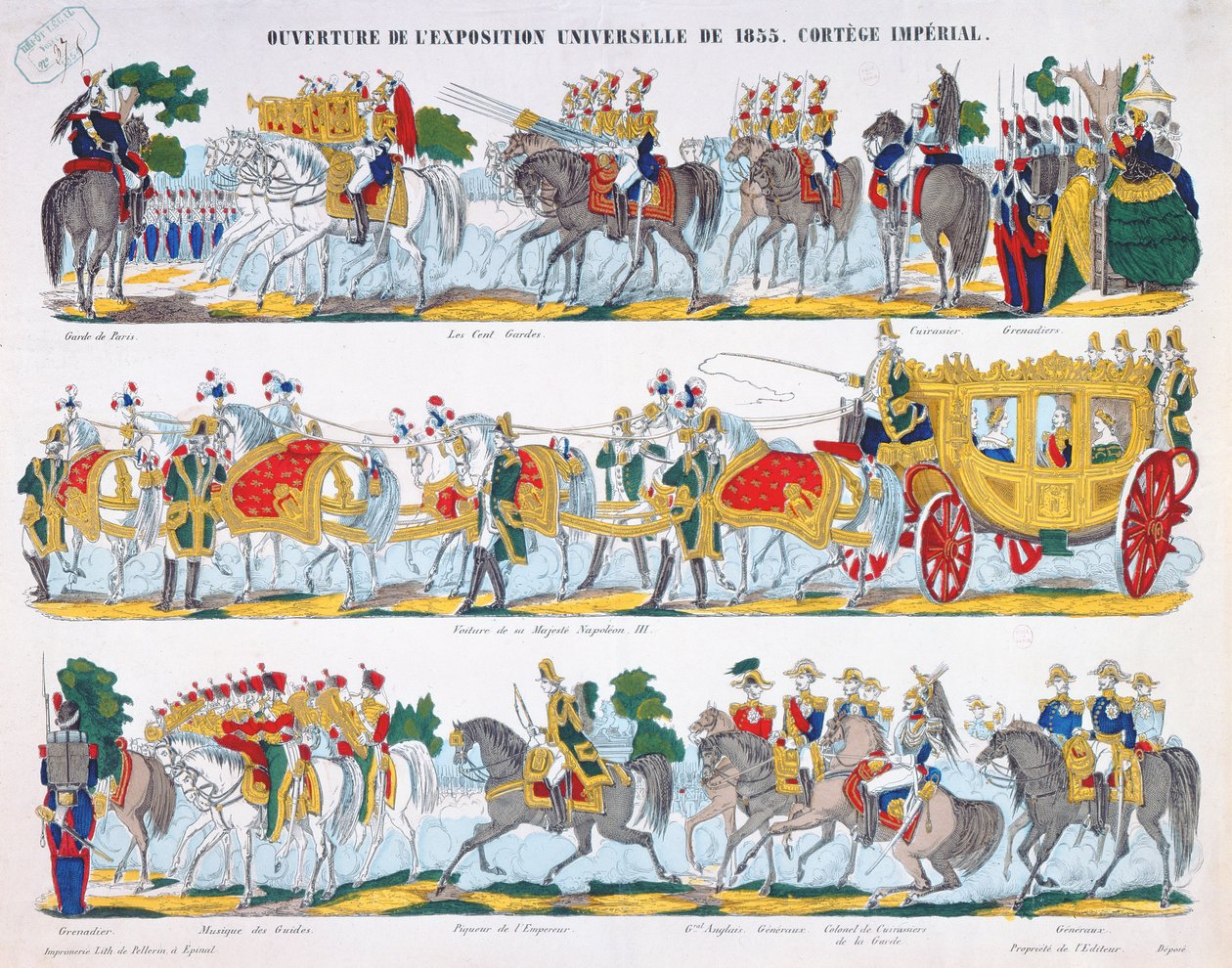 Royal Cortege Exposition Universelle -näyttelyn avajaisissa vuonna 1855 tekijältä French School