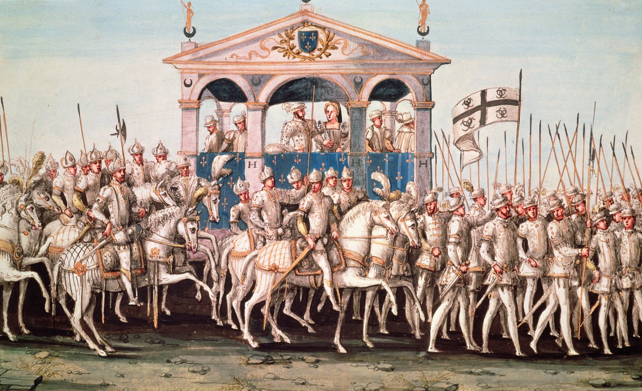 Henri II:n (1519-59) kuninkaallinen pääsyfestivaali Roueniin, 1. lokakuuta 1550 tekijältä French School