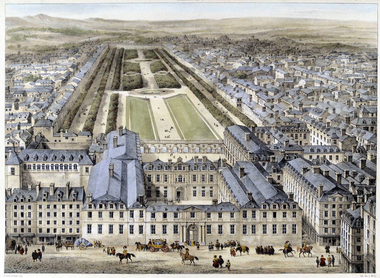 Kuninkaanlinna vuonna 1679 St Honoré Streetiltä katsottuna - litografia tekijältä French School