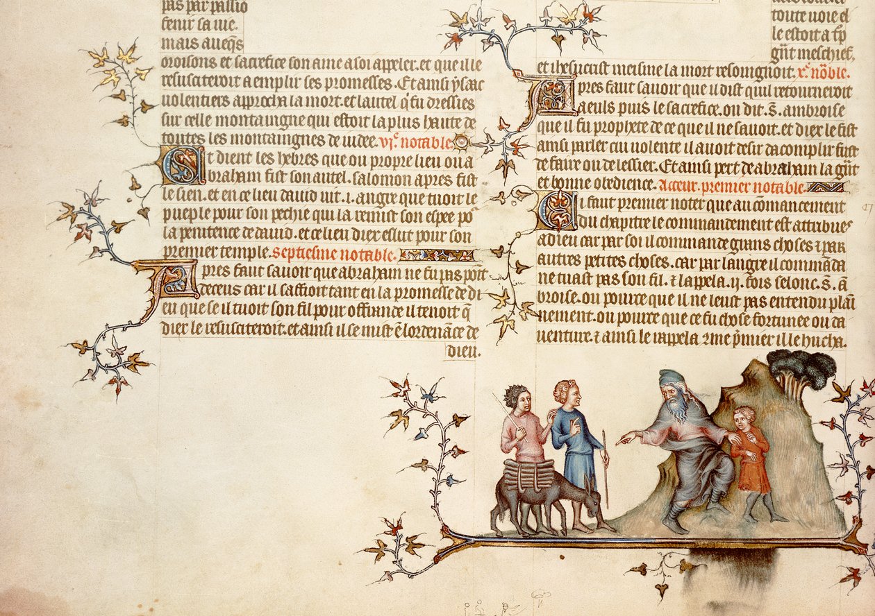 Iisakin uhri, Jean de Syn Raamatusta, n. 1355 tekijältä French School