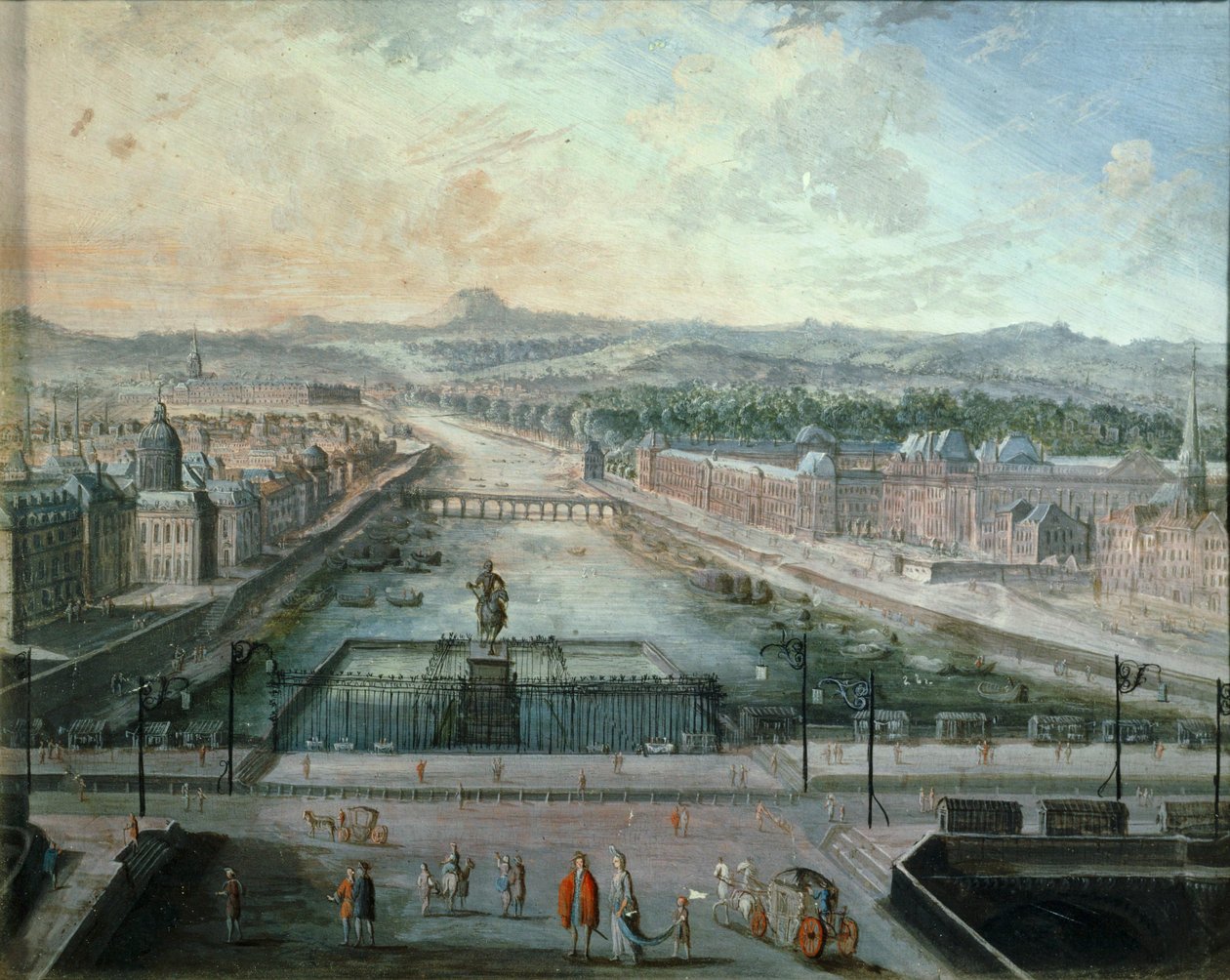 Seine-joki Place Dauphine -aukiolta katsottuna ... (maalaus kankaalle) tekijältä French School