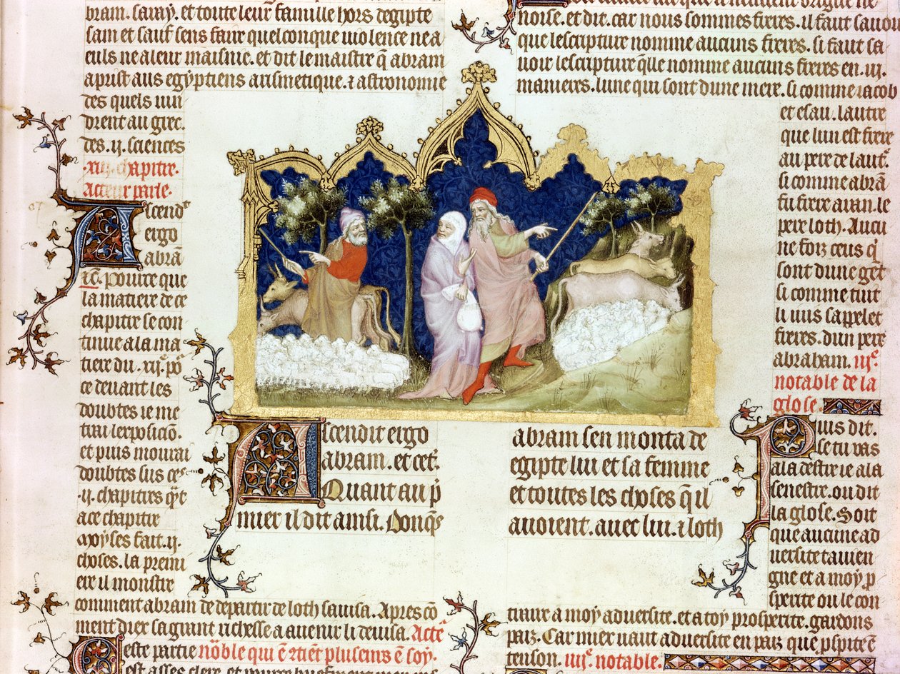 Abrahamin ja Lootin erottaminen, Jean de Syn Raamatusta, n. 1355 tekijältä French School
