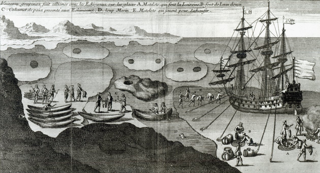 The Ship Making Alliance with the Eskimos, Bacqueville de La Potherien (1663-1736) kirjasta Histoire de l