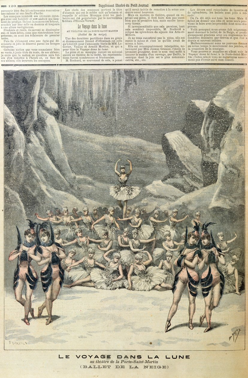 Lumibaletti, Jacques Offenbachin (1819-90) Voyage dans la Lunesta Le Petit Journalista, 16. huhtikuuta 1892 tekijältä French School