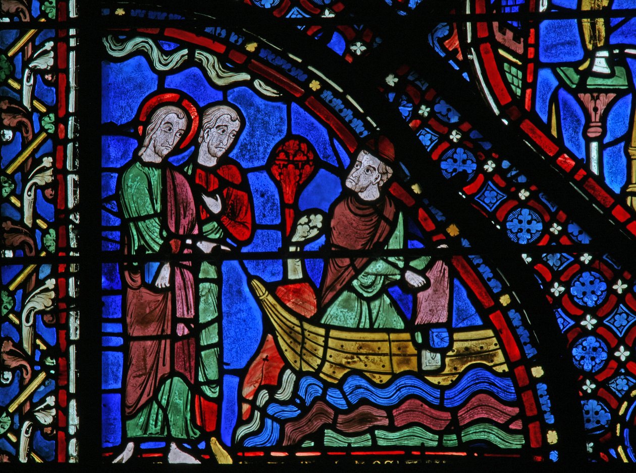 The St James Window: Almongenes (Hermogines) heittää kirjansa mereen (w5) tekijältä French School