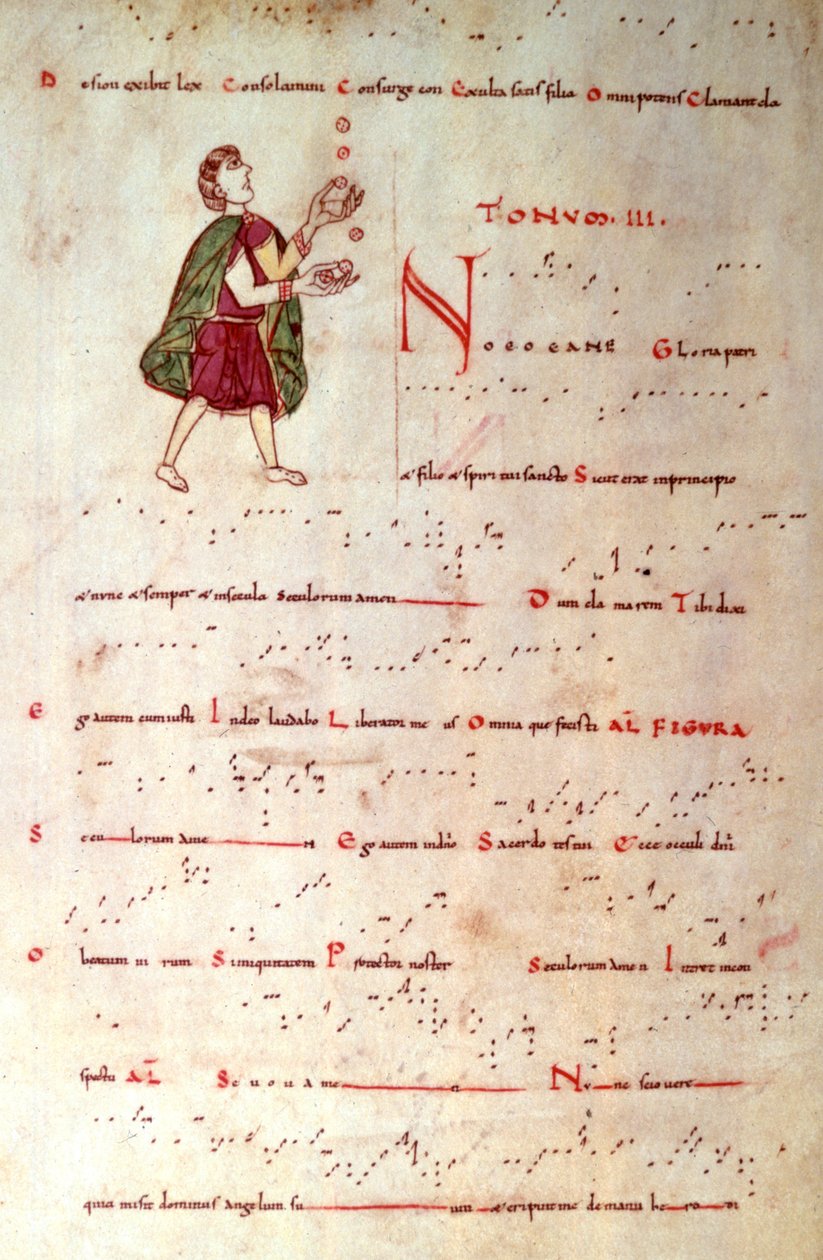 Kolmas muoto, tonaarista akvitanialaisella notaatiolla (vellum) tekijältä French School