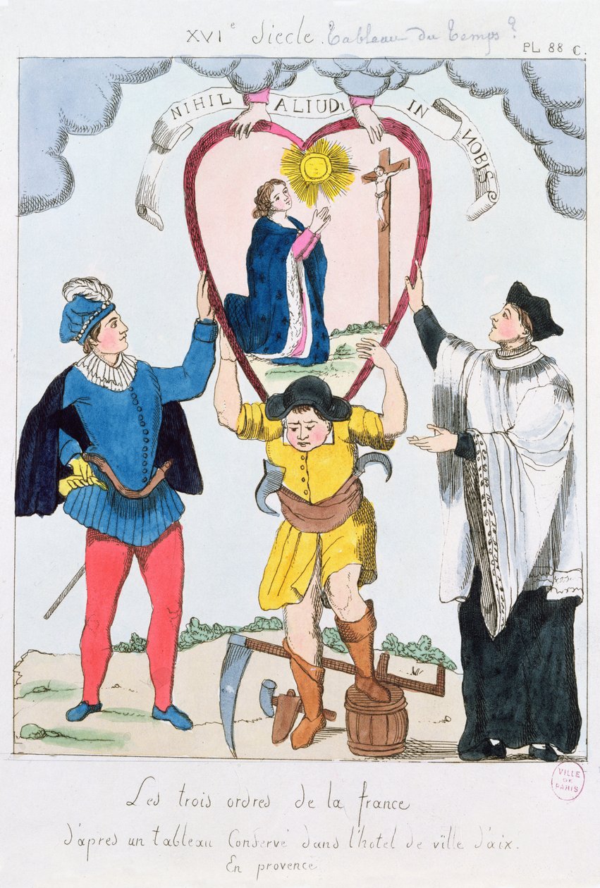 Ranskan kolme ritarikuntaa, 1789 (värikaiverrus) tekijältä French School