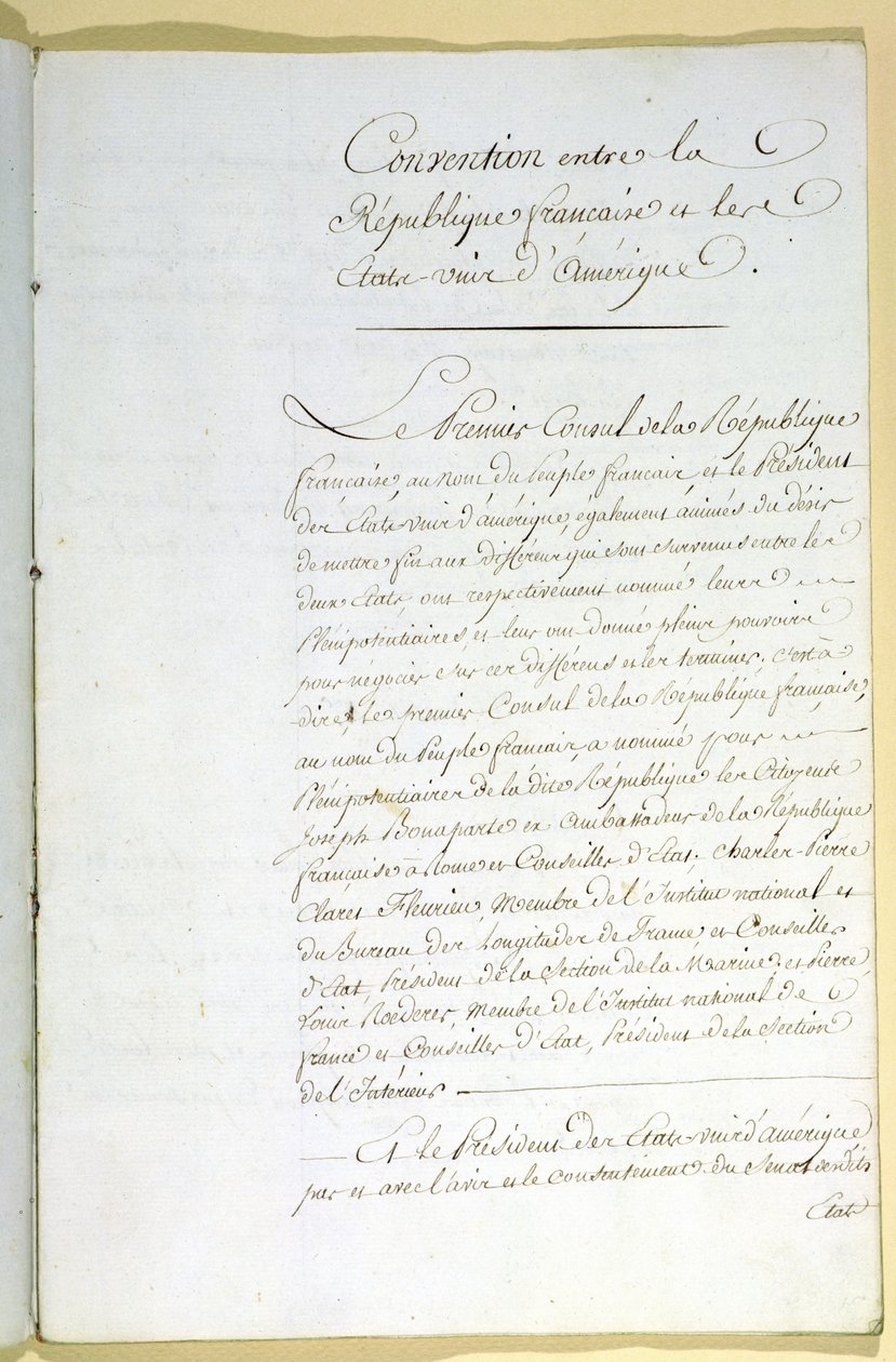 Mortefontinen sopimus, 30. syyskuuta 1800 tekijältä French School