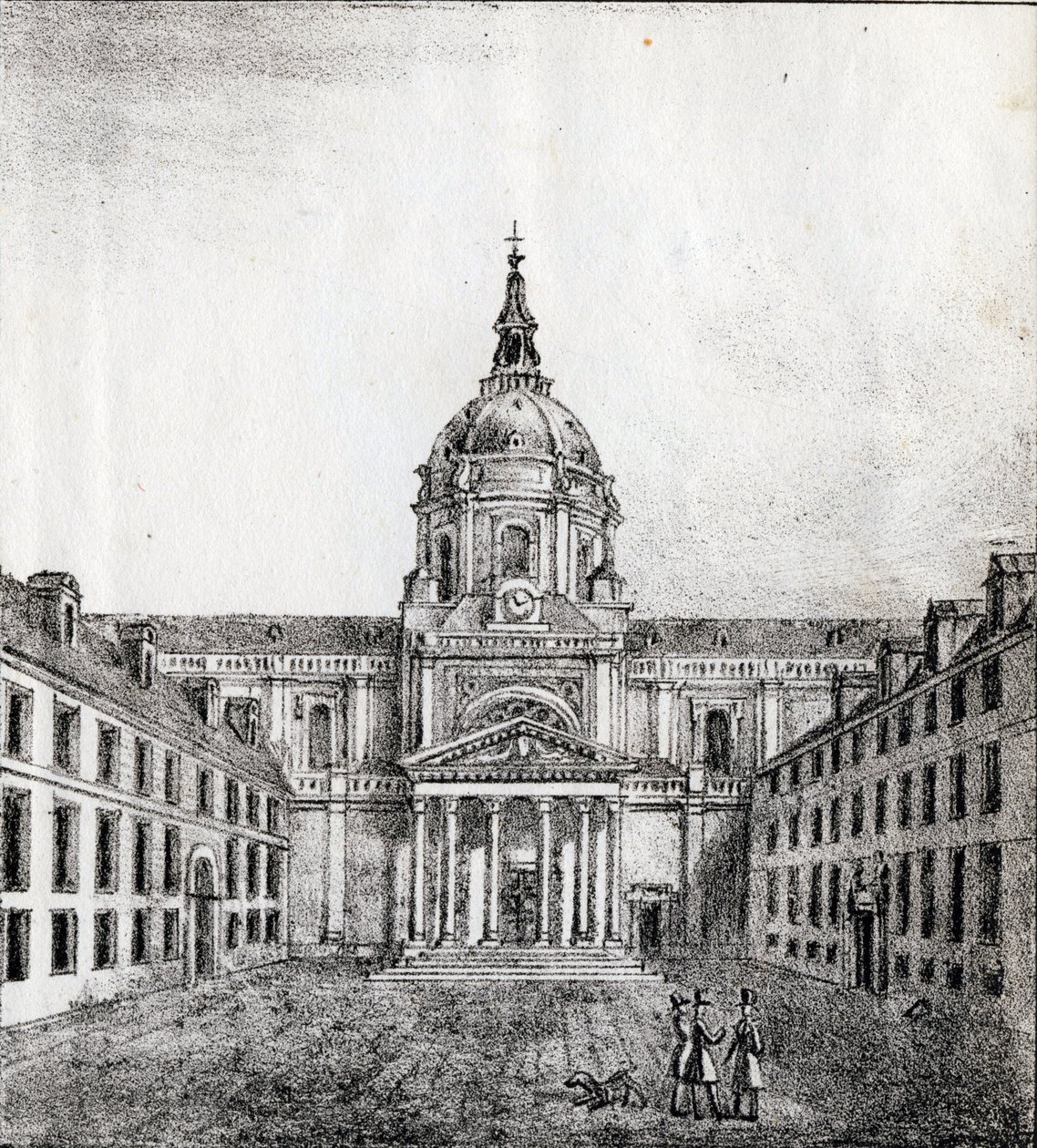 Sorbonnen yliopisto - "Alphabet Picturesque des Monumens de Paris" noin 1840 (kaiverrus) tekijältä French School