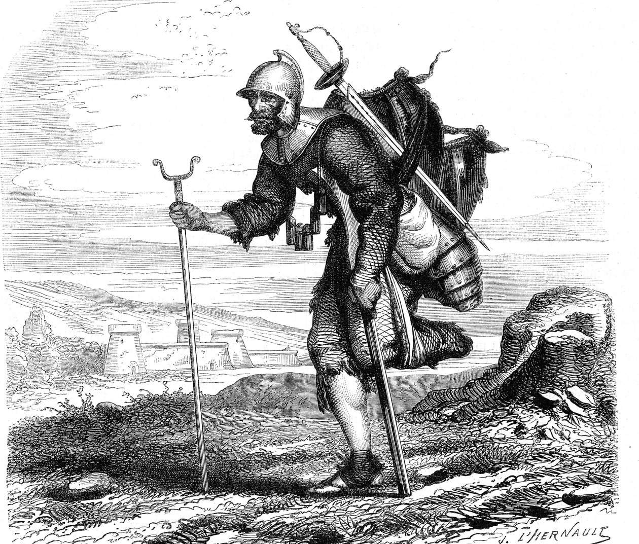 Sota (symboli) Lansquenet - Print J.M. Metelli 1867 tekijältä French School