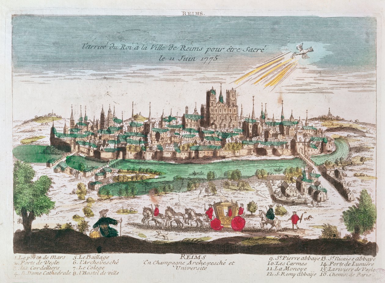 Ludvig XVI saapui Reimsiin kruunajaisiinsa 11. kesäkuuta 1775 tekijältä French School