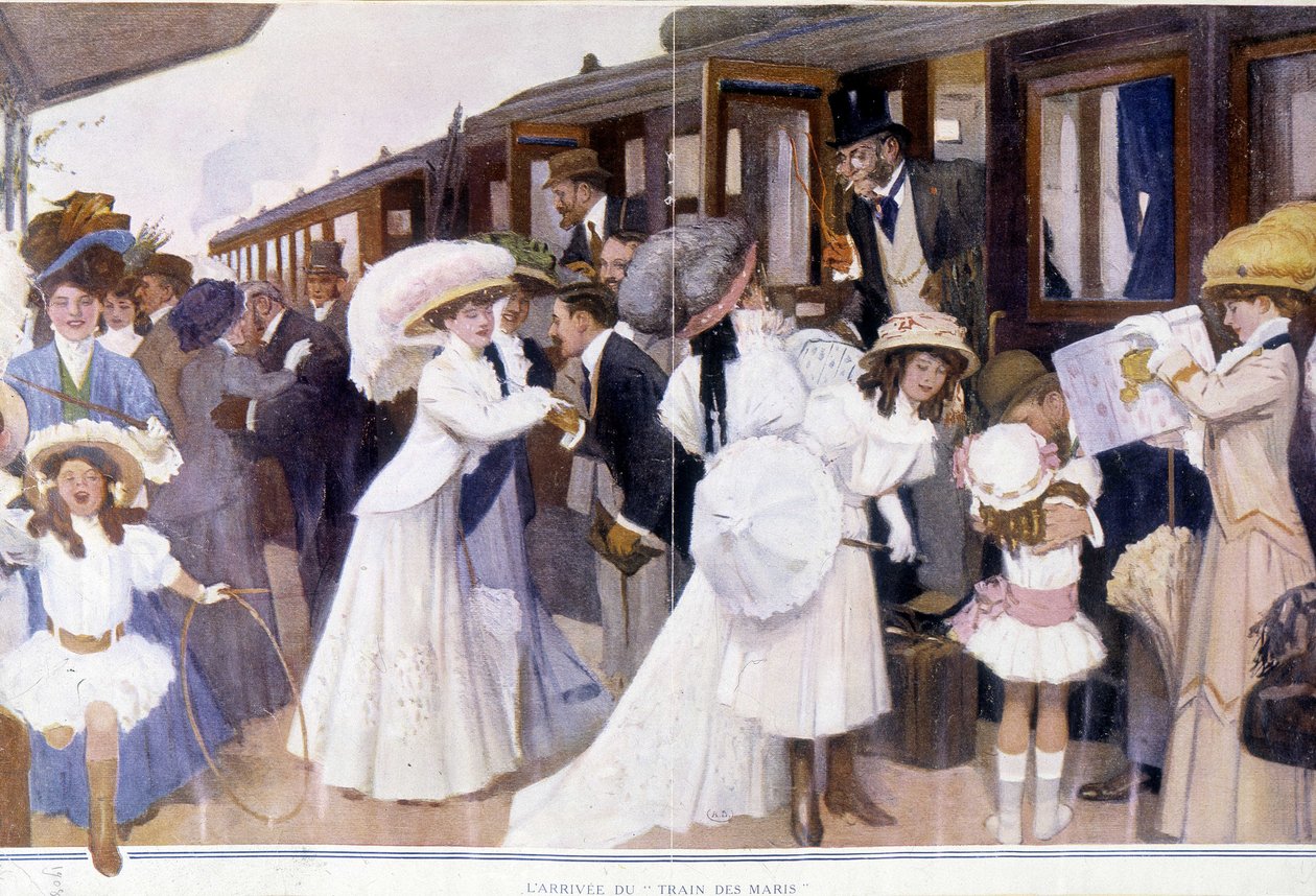 "" Aviomiesjunan saapuminen", deb.20th century. tekijältä French School