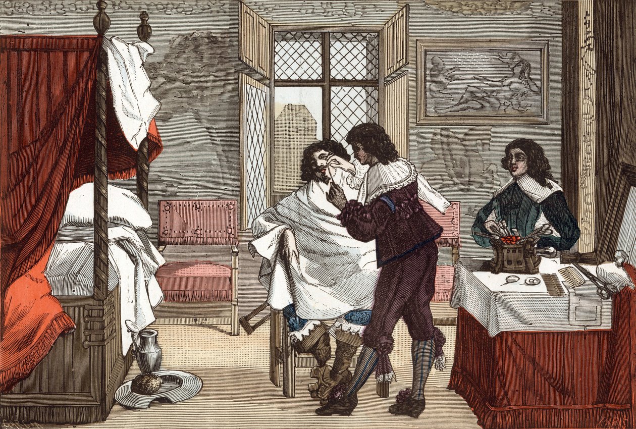Parturi, Ranska, kaiverrus Abraham Bosse (1604-1676), n. 1640, kaiverrus "Paris a travers les siecles" tomeV tekijältä French School