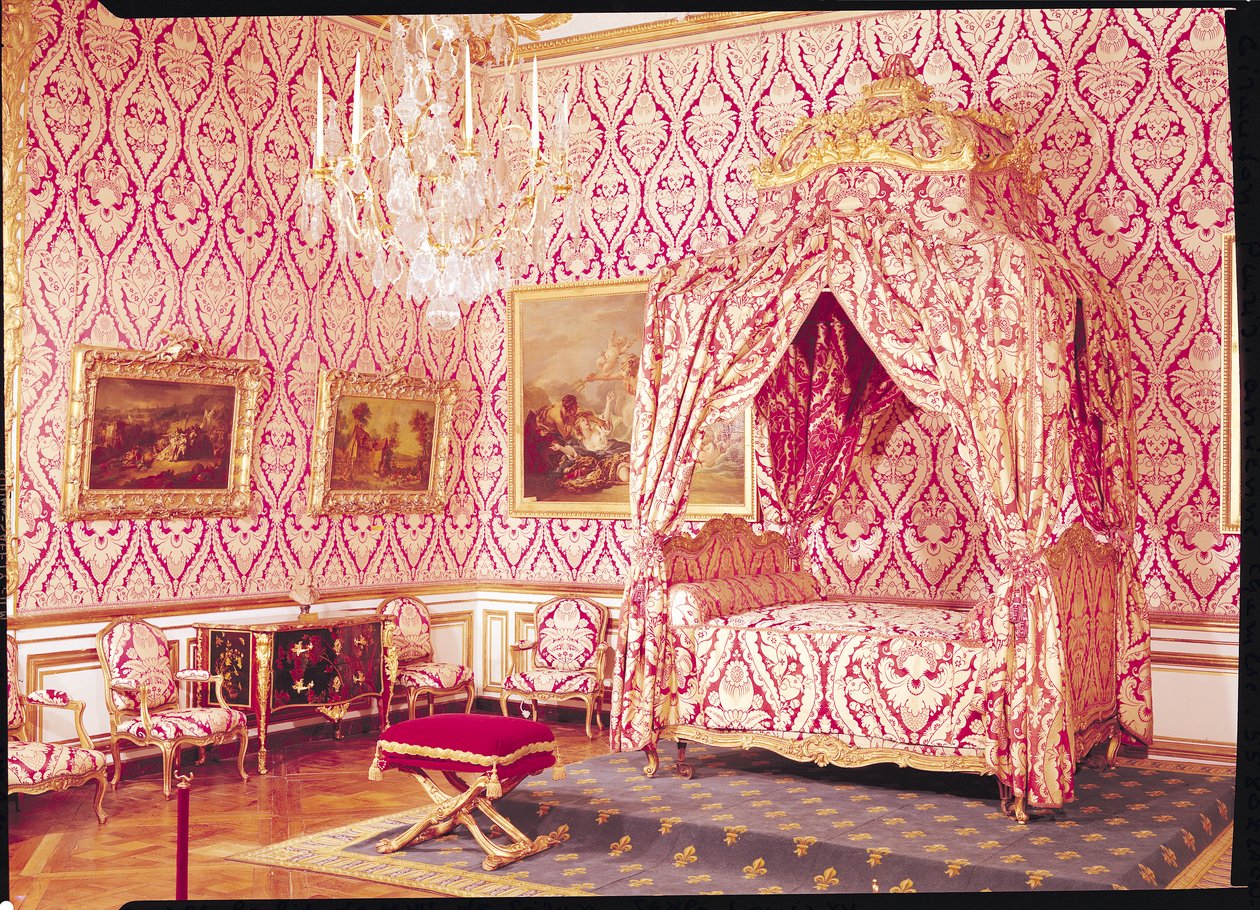 Dauphinin makuuhuone Madame de Seranin sängyllä, Ludvig XV:n tyyli, 1729-74 tekijältä French School