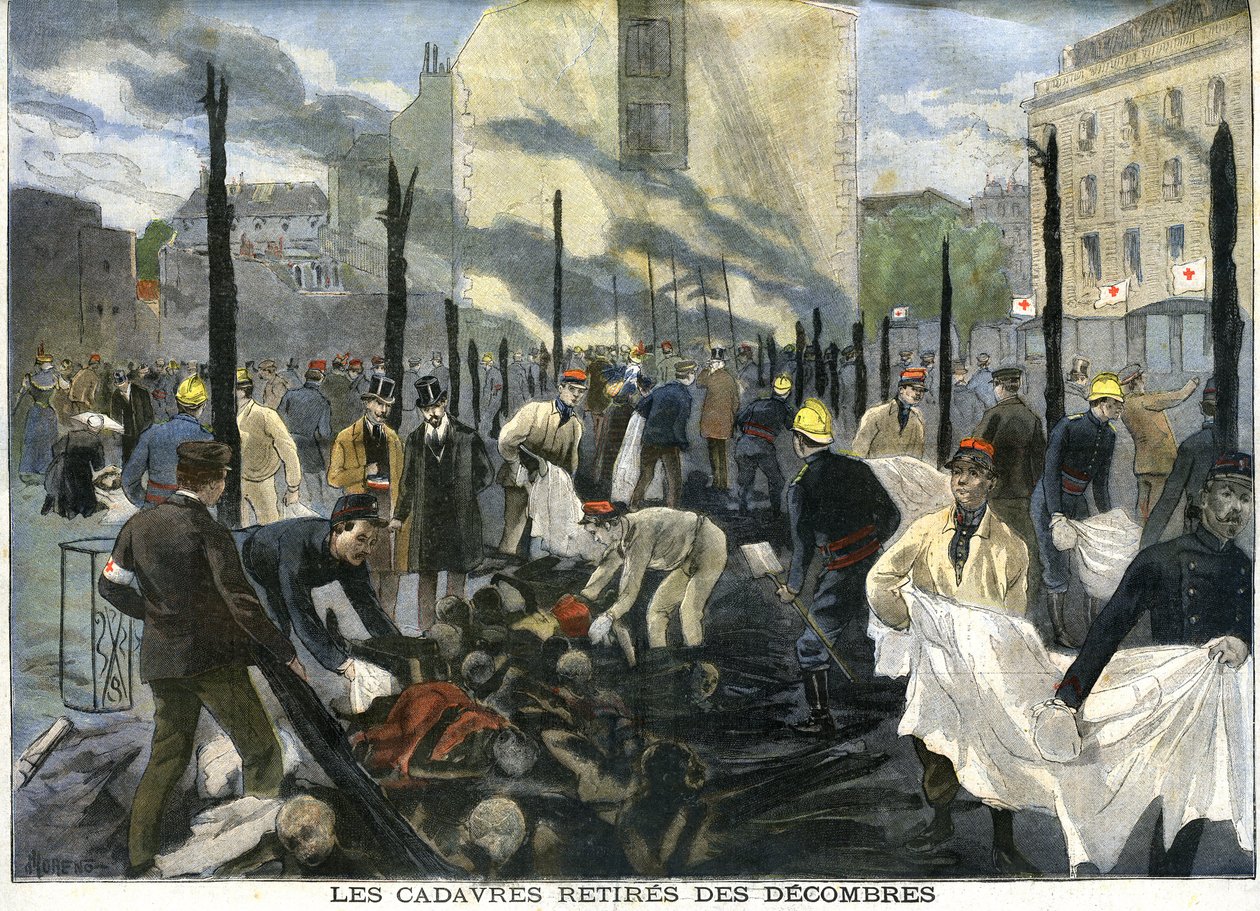 Charité-basaarin polttaminen, ruumiit, jotka pelastajat poistivat raunioista tekijältä French School