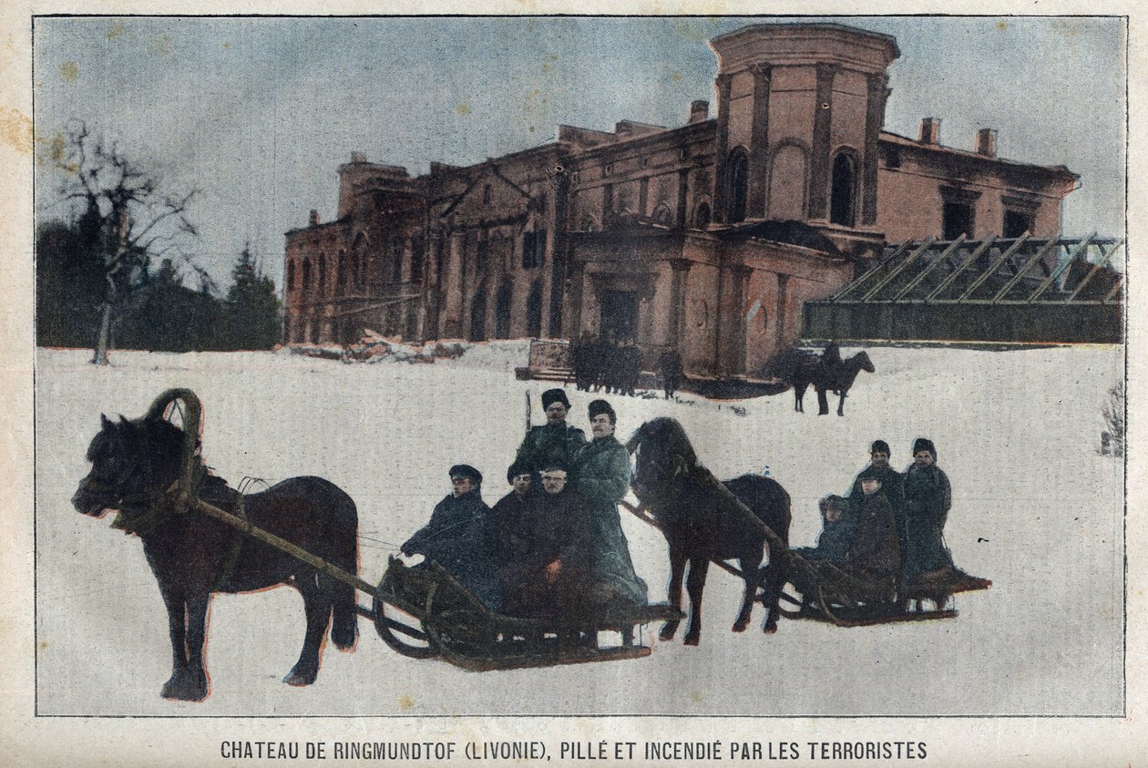 Ringmundtofin linna, Liivinmaa, Venäjän anarkististen vallankumouksellisten ryöstö ja tuli. Venäjä tekijältä French School